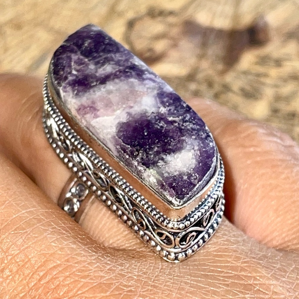 Purple Lepidolite Ring Size 8